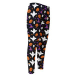 Happy Halloween Ghost Pattern Print Men's Compression Pants