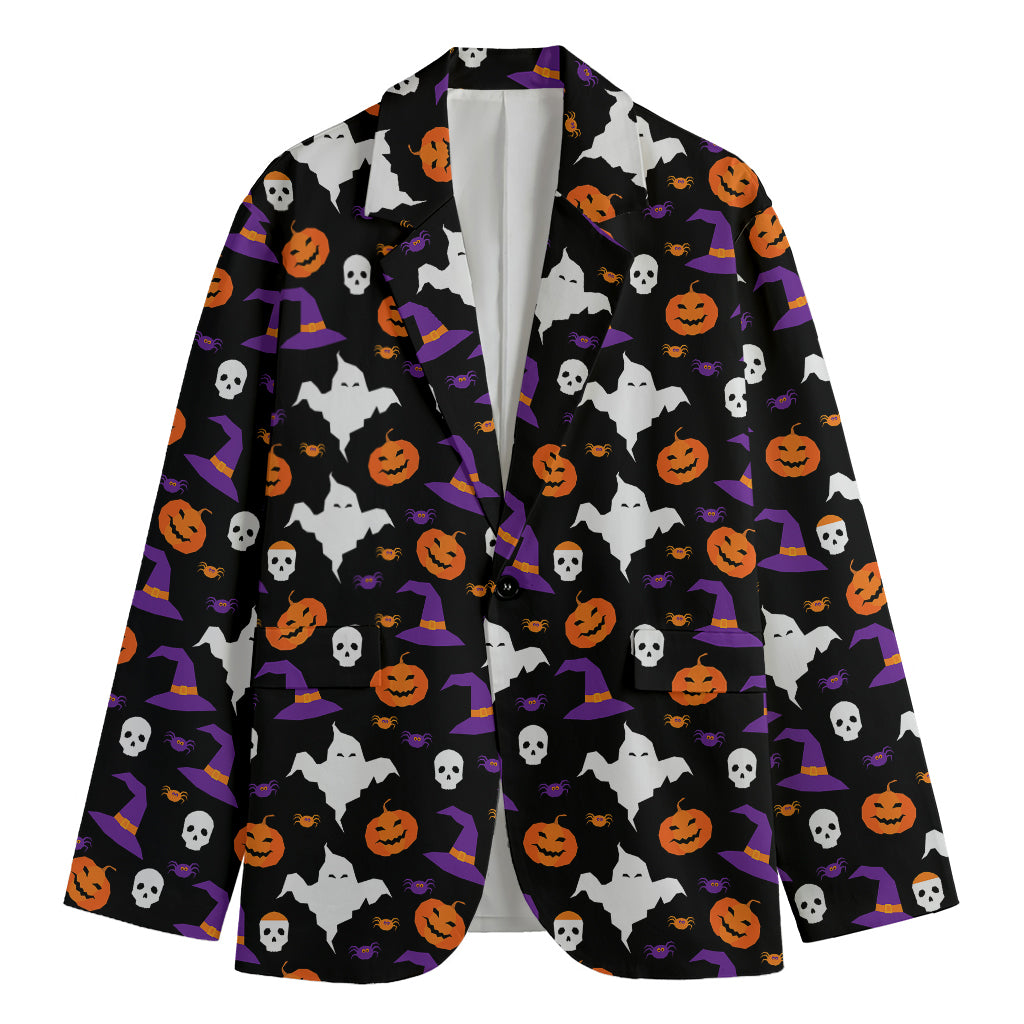 Happy Halloween Ghost Pattern Print Men's Cotton Blazer