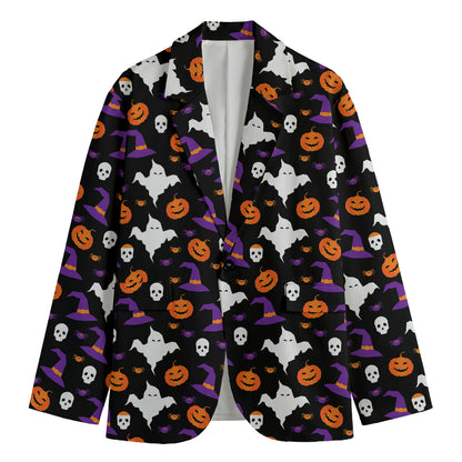 Happy Halloween Ghost Pattern Print Men's Cotton Blazer