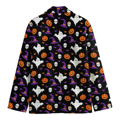 Happy Halloween Ghost Pattern Print Men's Cotton Blazer
