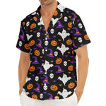Happy Halloween Ghost Pattern Print Men's Deep V-Neck Shirt