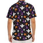 Happy Halloween Ghost Pattern Print Men's Deep V-Neck Shirt