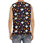 Happy Halloween Ghost Pattern Print Men's Fitness Tank Top