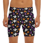 Happy Halloween Ghost Pattern Print Men's Long Boxer Briefs