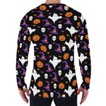 Happy Halloween Ghost Pattern Print Men's Long Sleeve T-Shirt