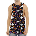 Happy Halloween Ghost Pattern Print Men's Muscle Tank Top