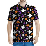 Happy Halloween Ghost Pattern Print Men's Polo Shirt