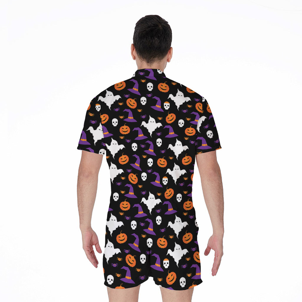 Happy Halloween Ghost Pattern Print Men's Rompers