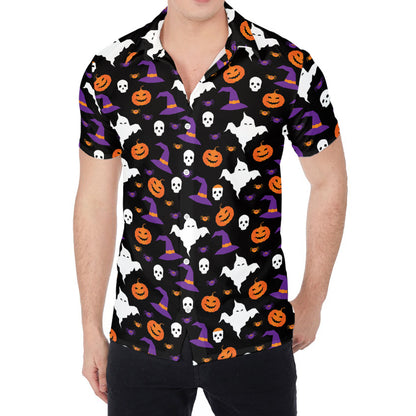 Happy Halloween Ghost Pattern Print Men's Shirt