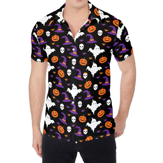 Happy Halloween Ghost Pattern Print Men's Shirt