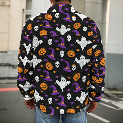 Happy Halloween Ghost Pattern Print Men's Shirt Jacket