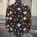 Happy Halloween Ghost Pattern Print Men's Shirt Jacket