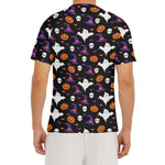 Happy Halloween Ghost Pattern Print Men's Short Sleeve Rash Guard