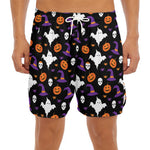 Happy Halloween Ghost Pattern Print Men's Split Running Shorts