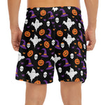 Happy Halloween Ghost Pattern Print Men's Split Running Shorts