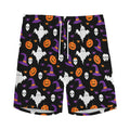 Happy Halloween Ghost Pattern Print Men's Athletic Shorts