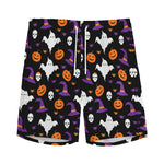 Happy Halloween Ghost Pattern Print Men's Sports Shorts