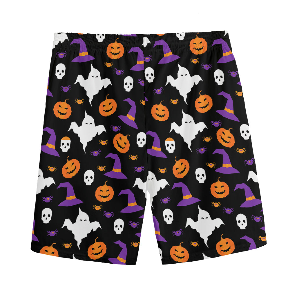 Happy Halloween Ghost Pattern Print Men's Sports Shorts