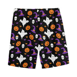 Happy Halloween Ghost Pattern Print Men's Sports Shorts