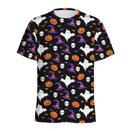 Happy Halloween Ghost Pattern Print Men's Sports T-Shirt