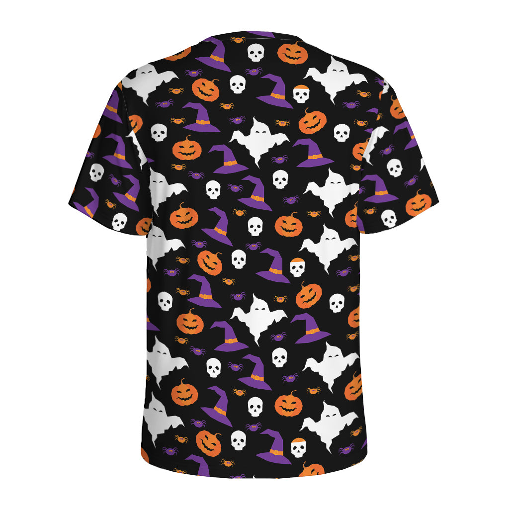 Happy Halloween Ghost Pattern Print Men's Sports T-Shirt