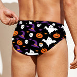 Happy Halloween Ghost Pattern Print Men's Swim Briefs