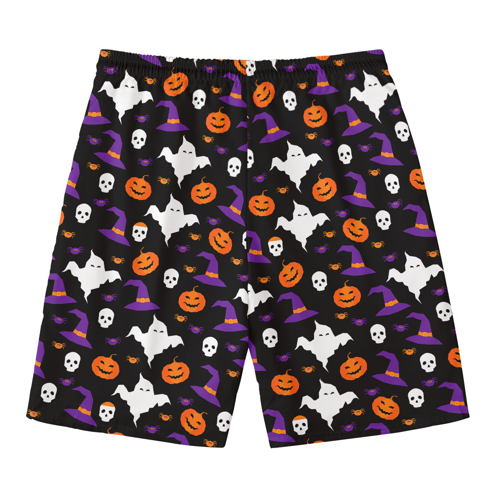 Happy Halloween Ghost Pattern Print Men's Swim Trunks