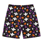 Happy Halloween Ghost Pattern Print Men's Swim Trunks