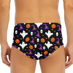 Happy Halloween Ghost Pattern Print Men's Triangle Swim Briefs