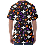 Happy Halloween Ghost Pattern Print Men's Velvet T-Shirt