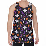 Happy Halloween Ghost Pattern Print Men's Velvet Tank Top