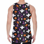 Happy Halloween Ghost Pattern Print Men's Velvet Tank Top