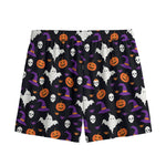 Happy Halloween Ghost Pattern Print Mesh Shorts