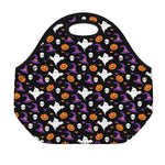 Happy Halloween Ghost Pattern Print Neoprene Lunch Bag