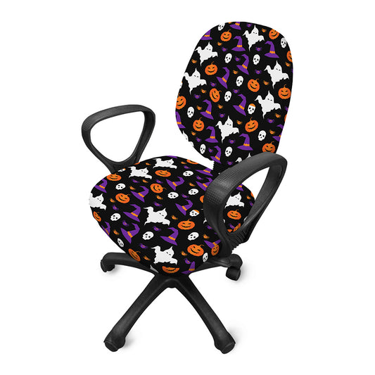 Happy Halloween Ghost Pattern Print Office Chair Cover