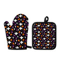 Happy Halloween Ghost Pattern Print Oven Mitt And Pot Holder Set