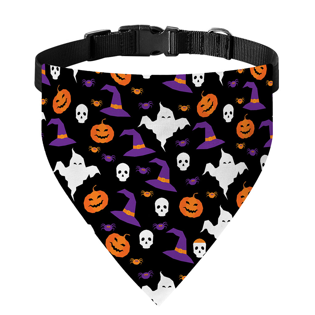 Happy Halloween Ghost Pattern Print Over The Collar Dog Bandana
