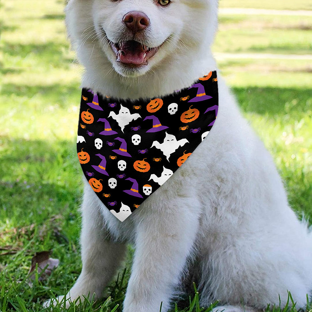 Happy Halloween Ghost Pattern Print Over The Collar Dog Bandana