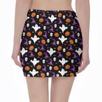 Happy Halloween Ghost Pattern Print Pencil Mini Skirt