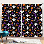 Happy Halloween Ghost Pattern Print Pencil Pleat Curtains