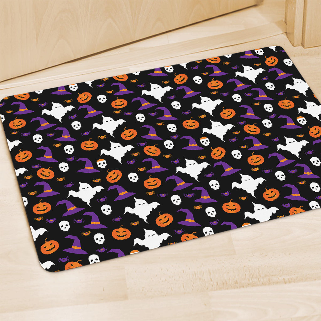 Happy Halloween Ghost Pattern Print Polyester Doormat