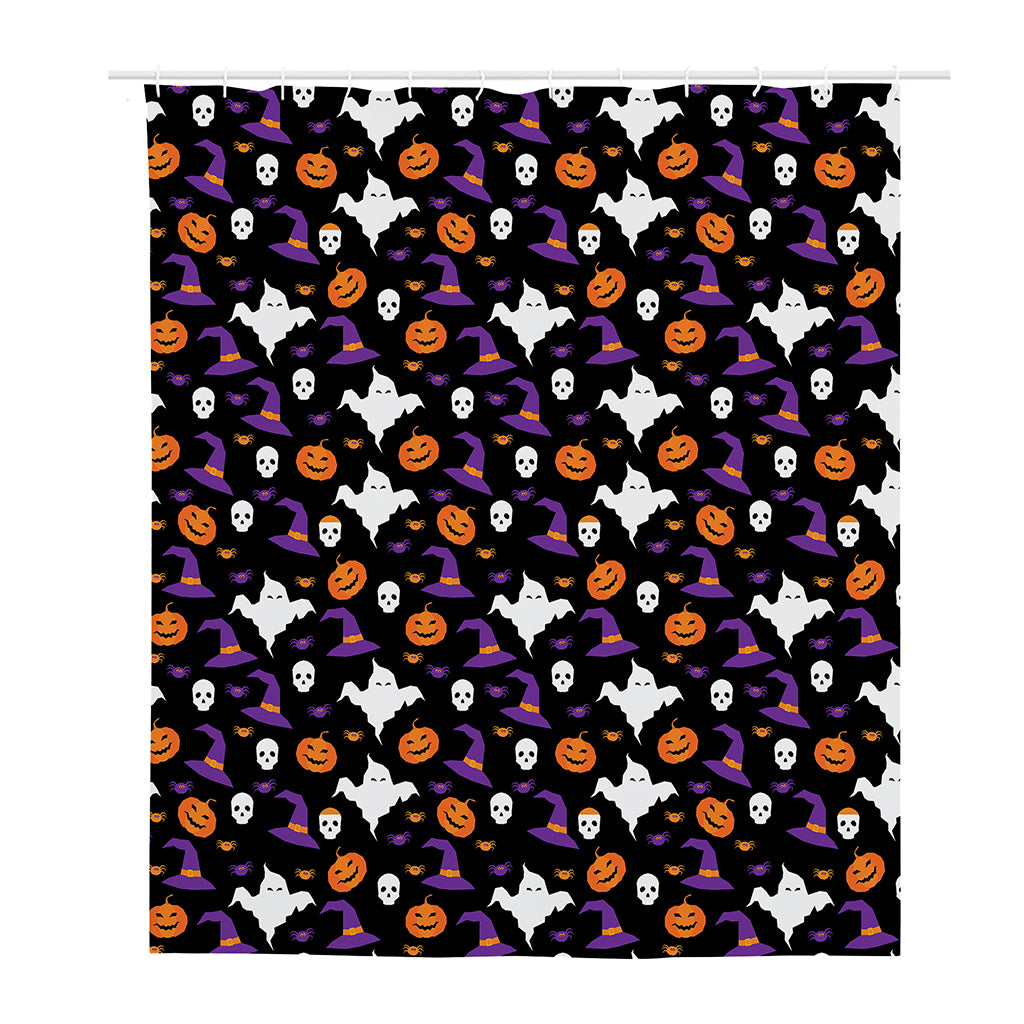 Happy Halloween Ghost Pattern Print Polyester Shower Curtain