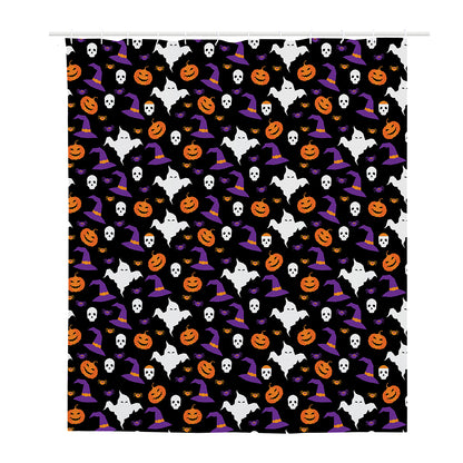 Happy Halloween Ghost Pattern Print Polyester Shower Curtain