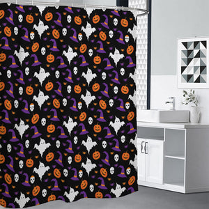 Happy Halloween Ghost Pattern Print Premium Shower Curtain