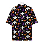 Happy Halloween Ghost Pattern Print Rayon Hawaiian Shirt