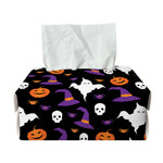 Happy Halloween Ghost Pattern Print Rectangle Tissue Box Cover