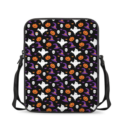 Happy Halloween Ghost Pattern Print Rectangular Crossbody Bag