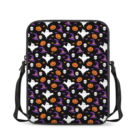 Happy Halloween Ghost Pattern Print Rectangular Crossbody Bag