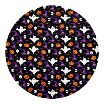 Happy Halloween Ghost Pattern Print Round Blanket