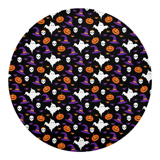 Happy Halloween Ghost Pattern Print Round Blanket